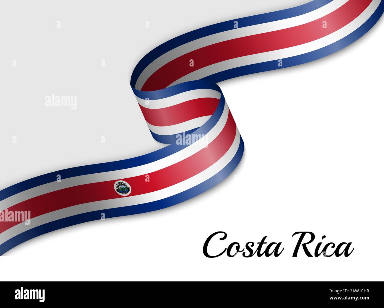 waving ribbon flag of Costa Rica. Template for independence day banner ...