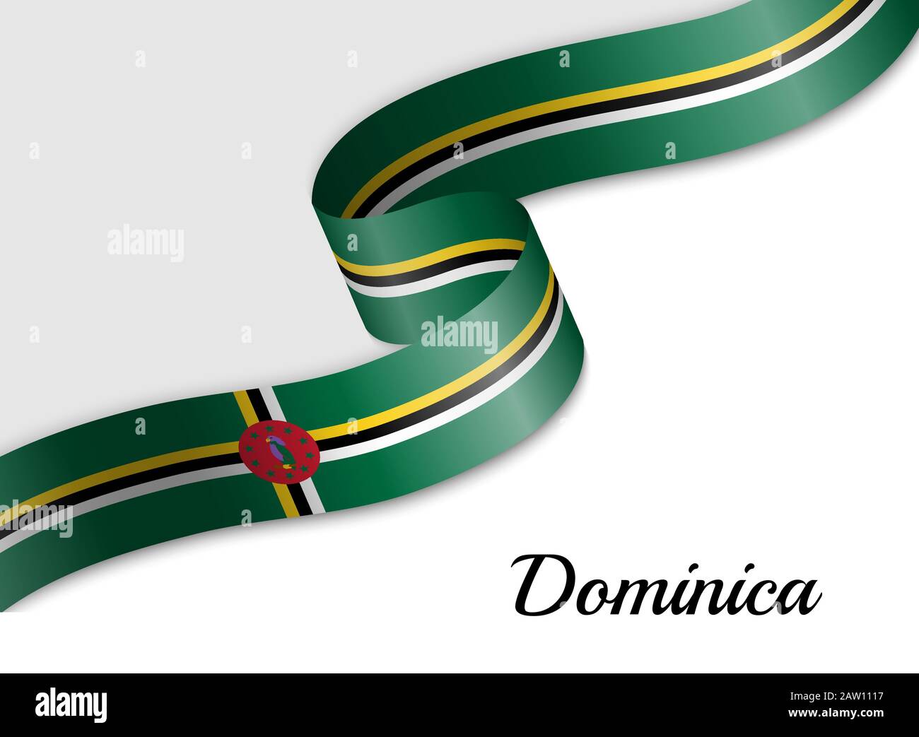 waving ribbon flag of Dominica. Template for independence day banner ...