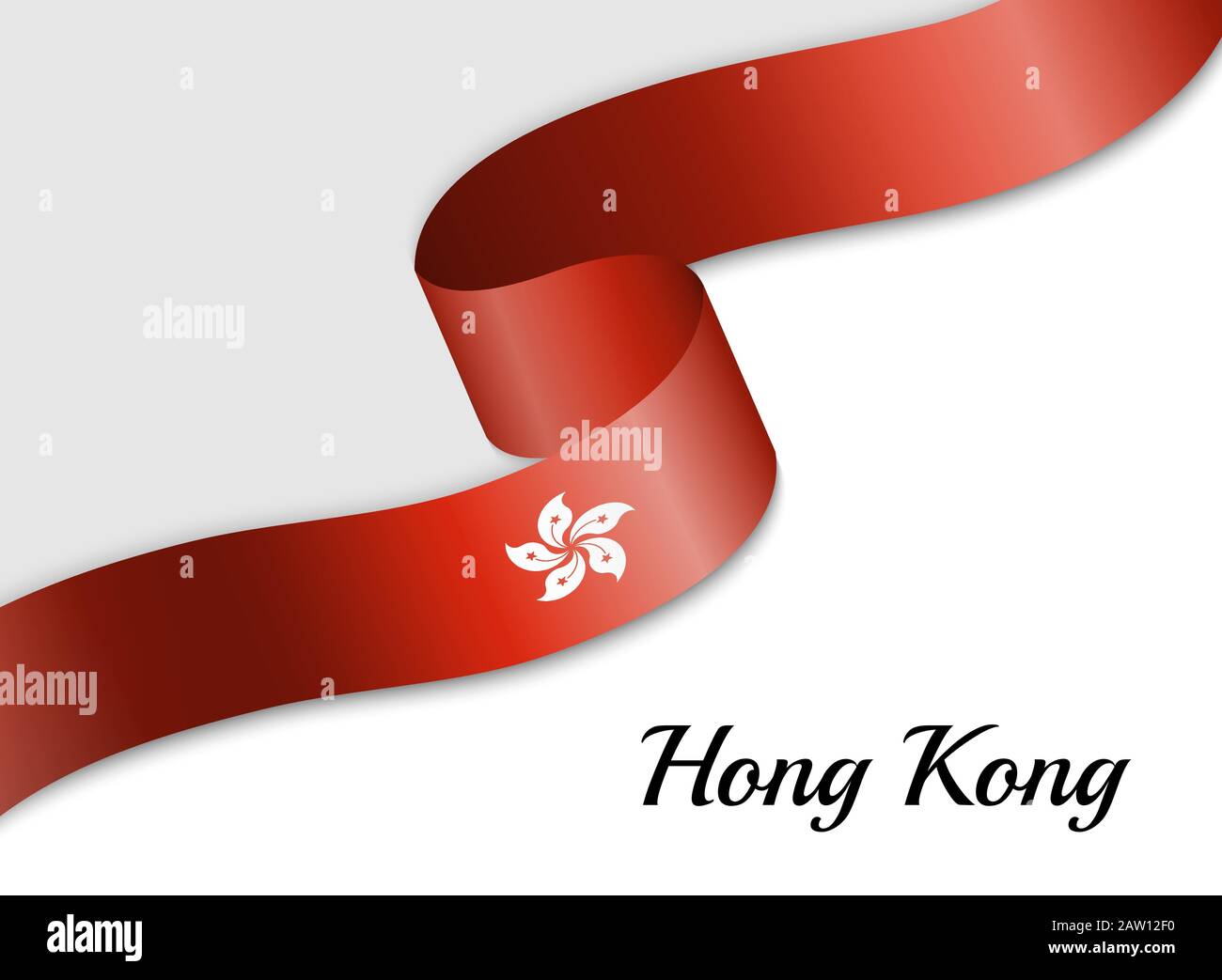 waving ribbon flag of Hong Kong. Template for independence day banner