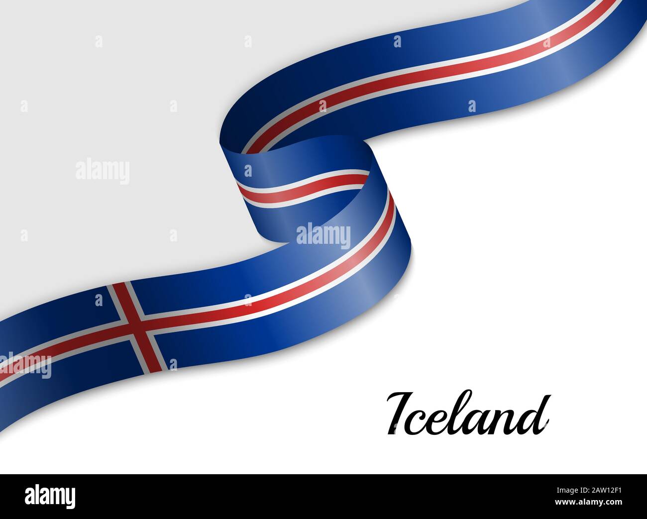 Iceland Map Ribbon waving ribbon flag of Iceland. Template for independence day banner ...