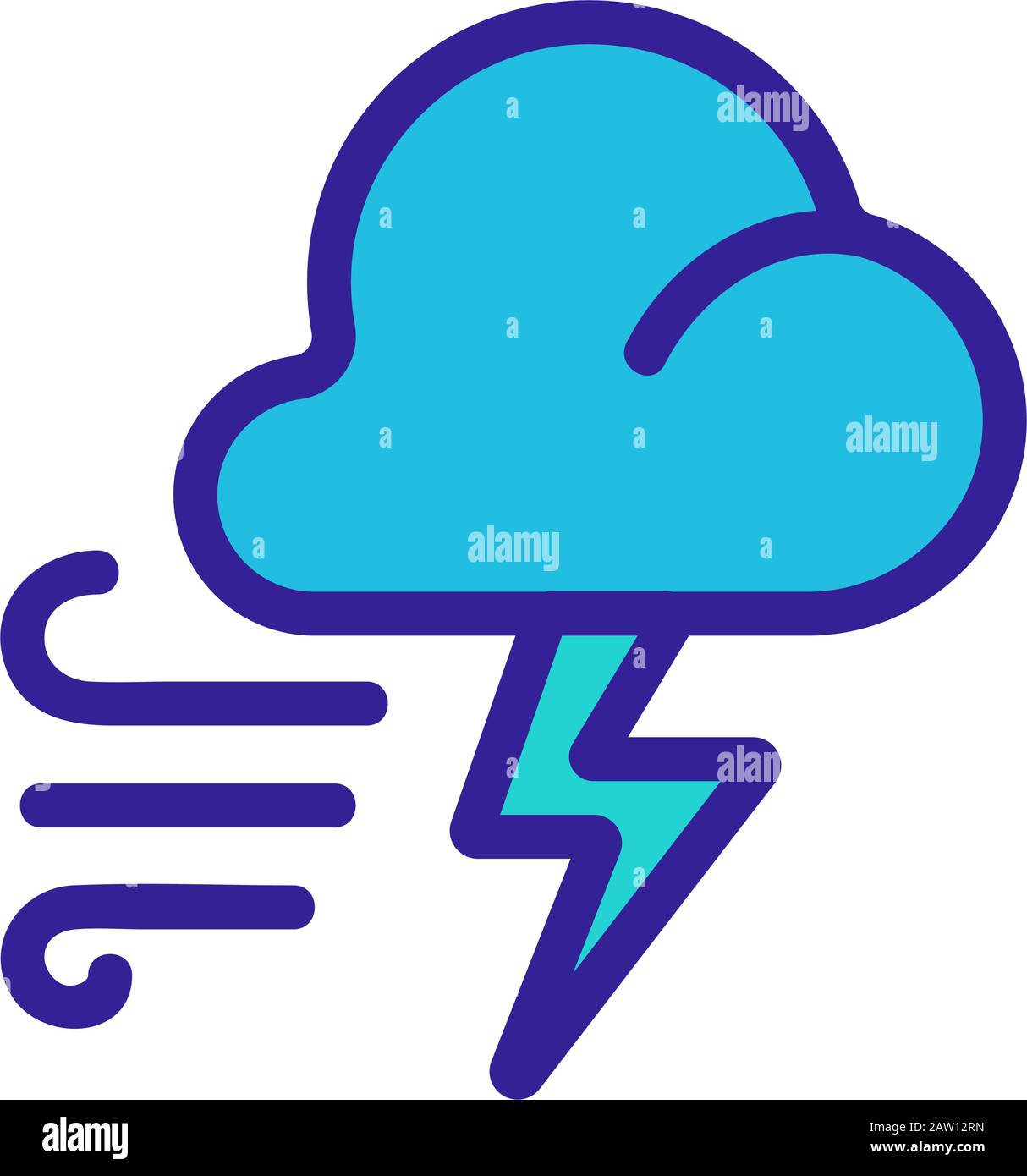 Lightning Storm Hurricane Icon Vector. Isolated contour symbol