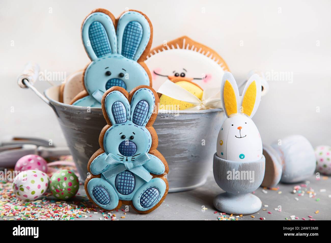 Easter cookies.  Greeting Easter background. Stock Photo