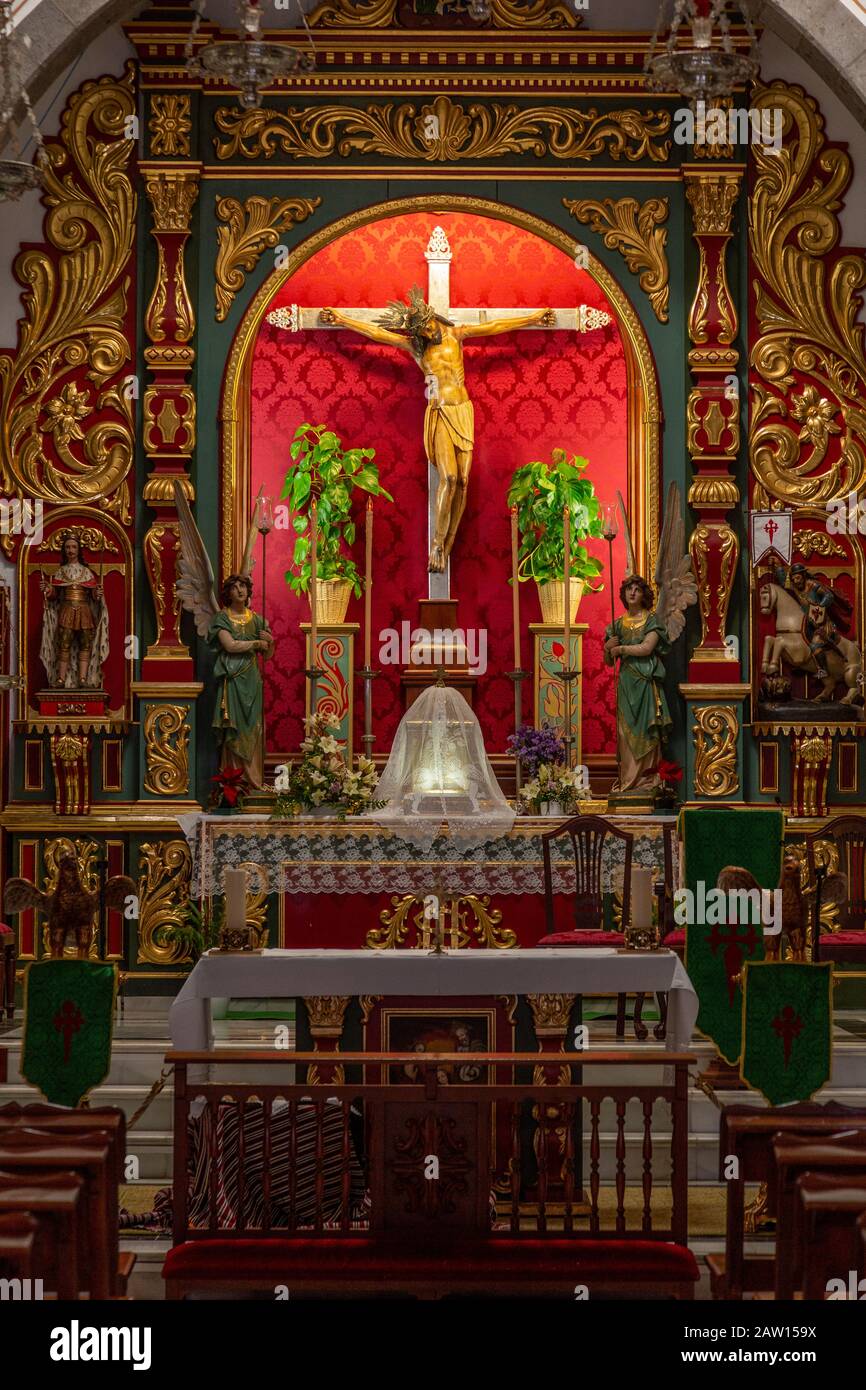 Church interior at Santiago del Teide, Tenerife, Canary Islands Stock Photo