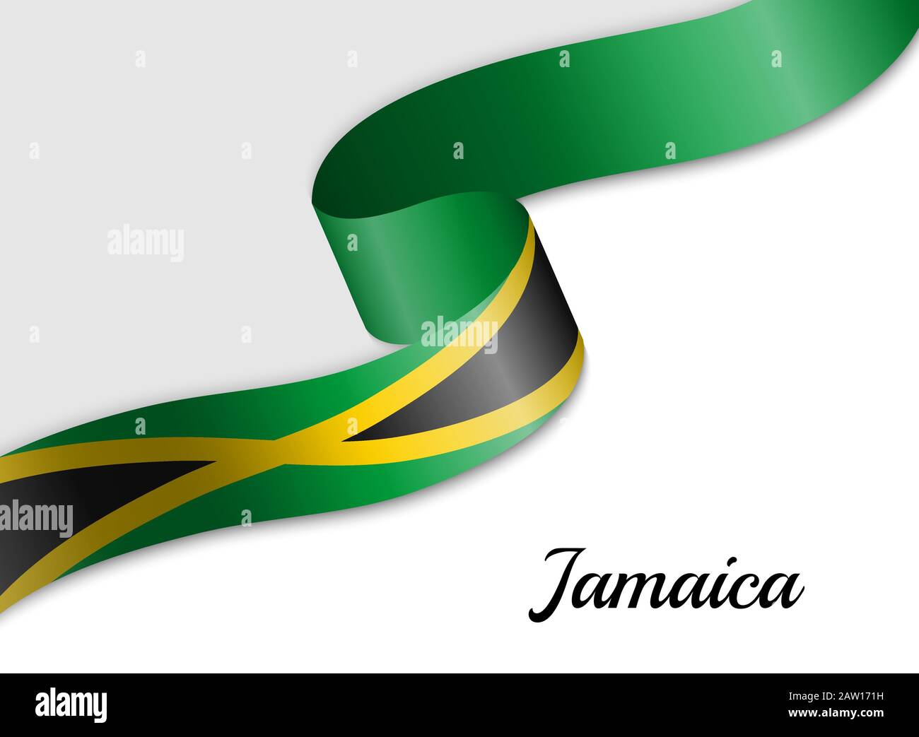 waving ribbon flag of Jamaica. Template for independence day banner