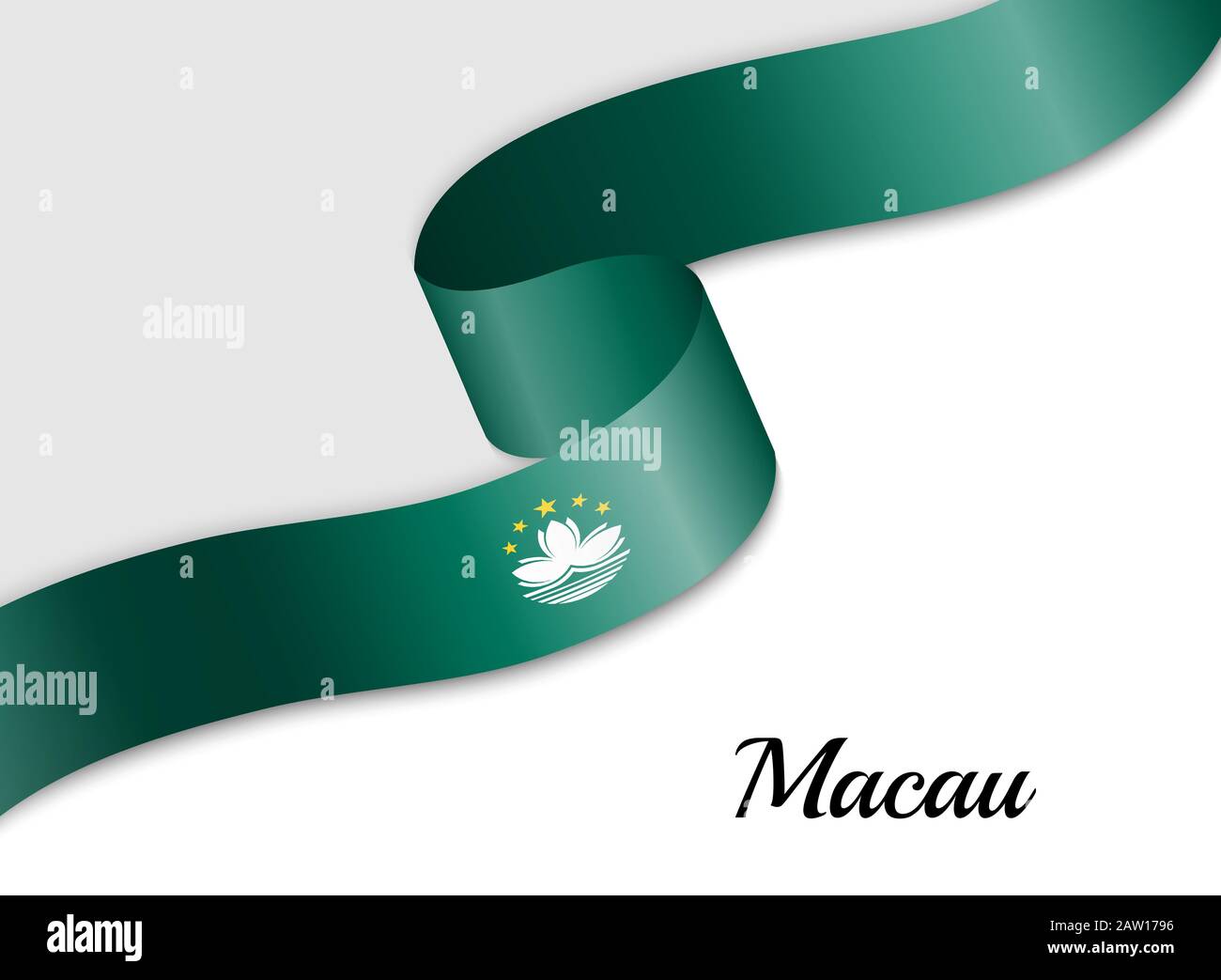 waving ribbon flag of Macau. Template for independence day banner Stock Vector