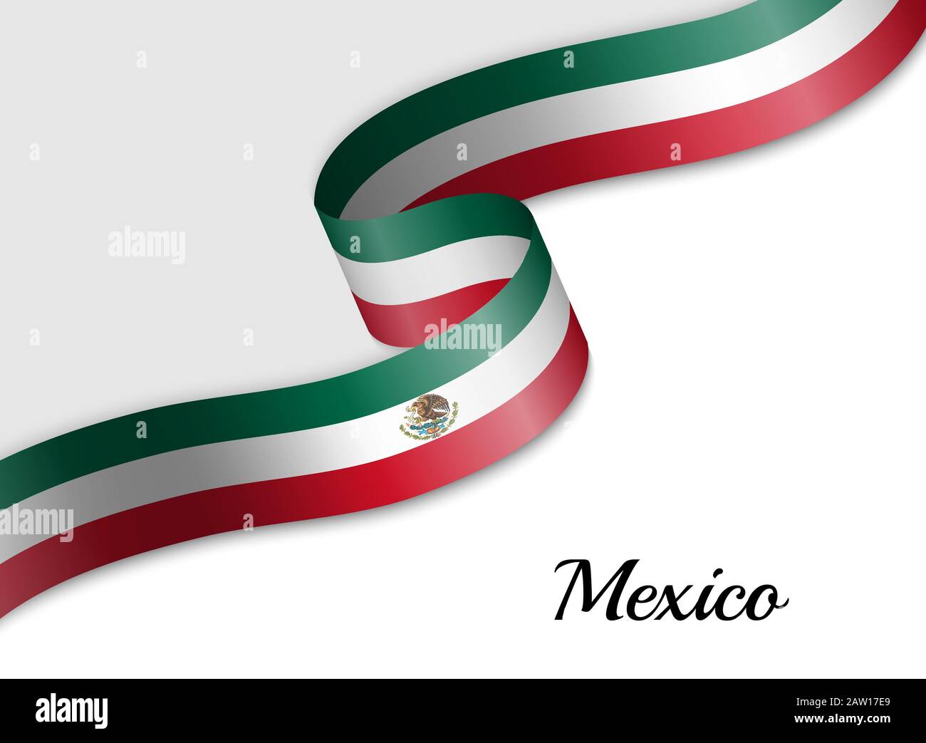 waving ribbon flag of Mexico. Template for independence day banner Stock Vector