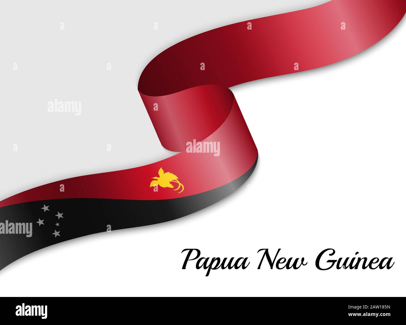 waving ribbon flag of Papua New Guinea. Template for independence day banner Stock Vector
