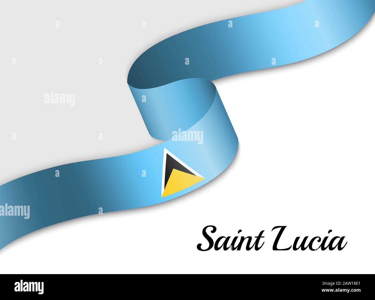 waving ribbon flag of Saint Lucia. Template for independence day banner Stock Vector