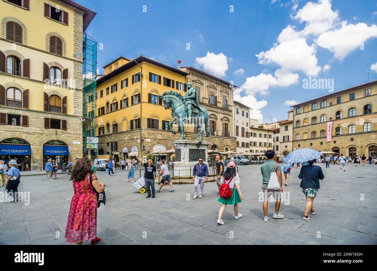Equestrian statue of Cosimo I at Piazza della Signoria, Florence, Tuscany, Italy Stock Photo