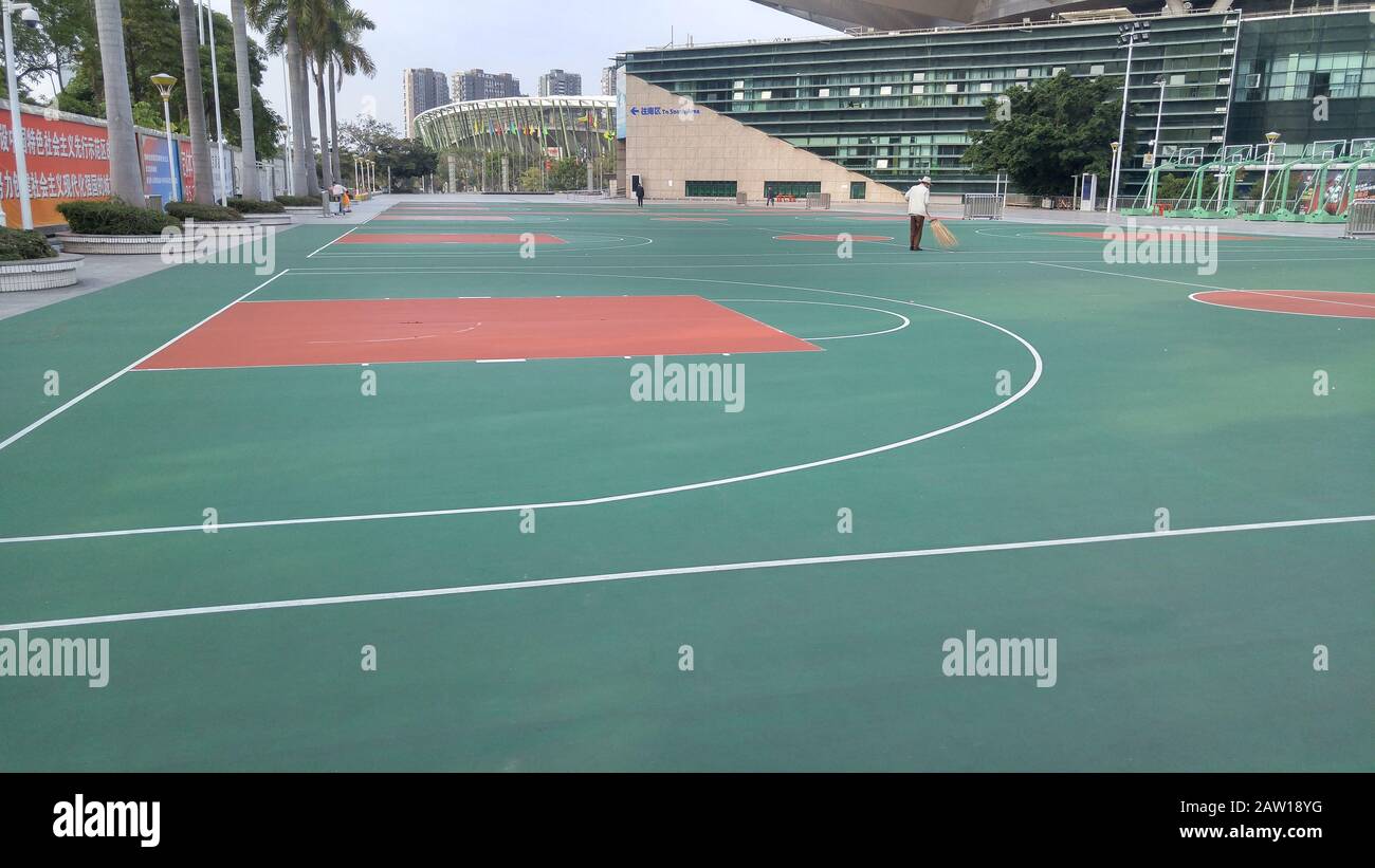 Shenzhen, China basketball court maintenance in sports Stock Photo Alamy