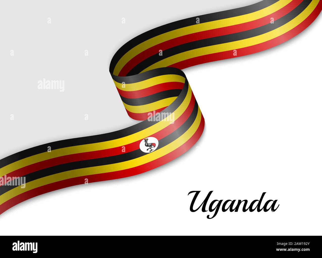 waving ribbon flag of Uganda. Template for independence day banner Stock Vector
