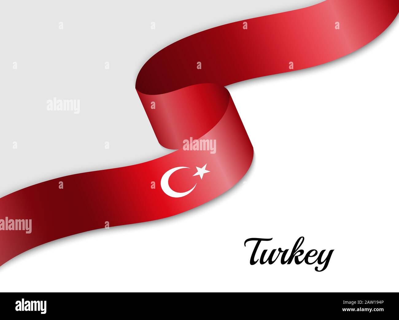 waving ribbon flag of Turkey. Template for independence day banner ...