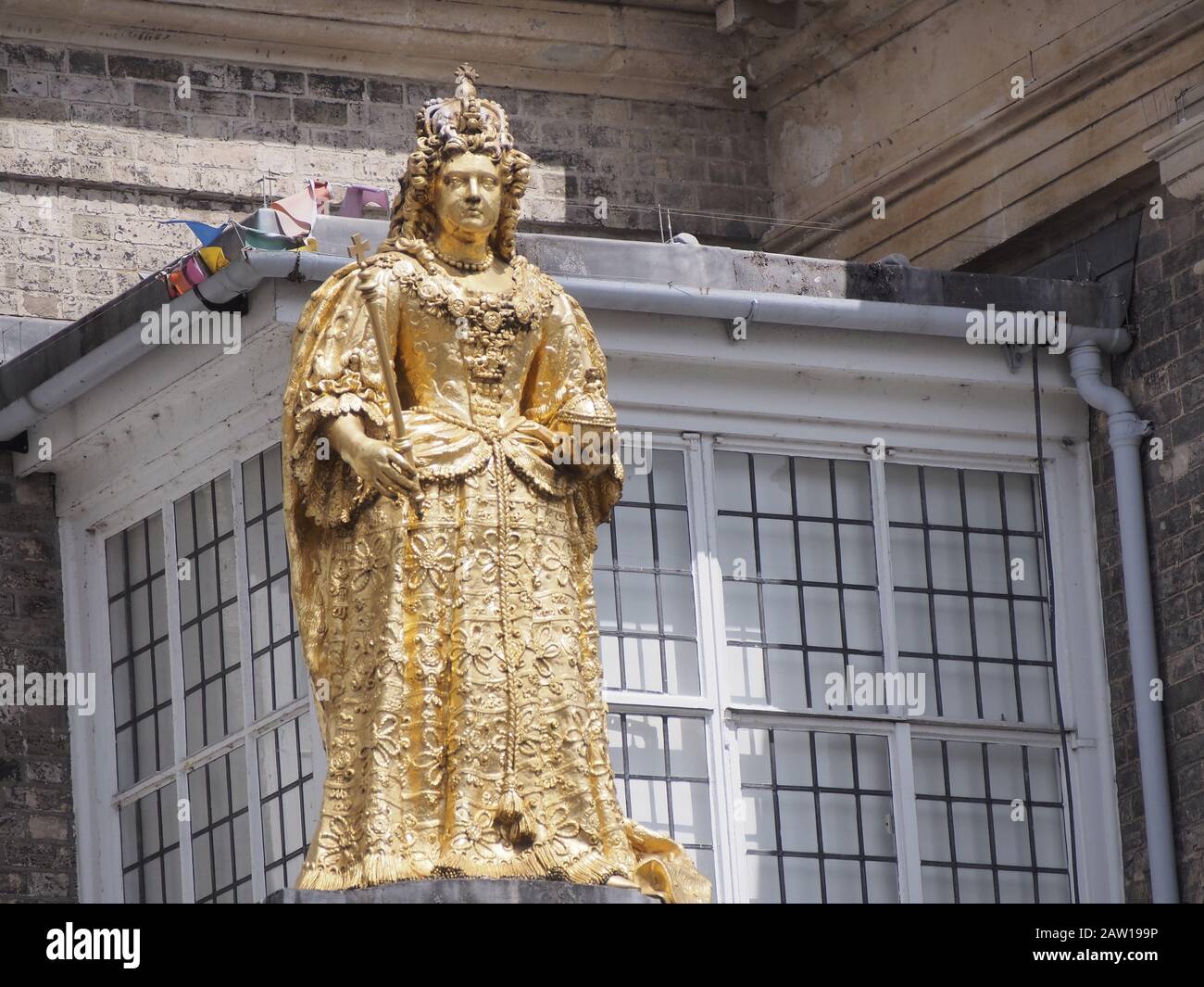 Golden Statue of Queen Victoria in the market Square of KingstonuponThames. A memorial to a