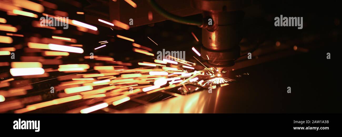 Cnc machine with bright sparkling Stock Photo
