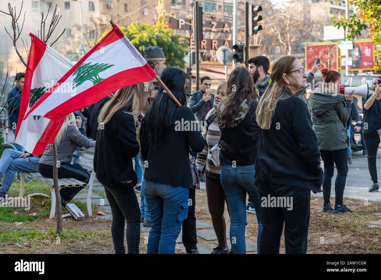 Demonstrations in Lebanon against the government Stock Photo