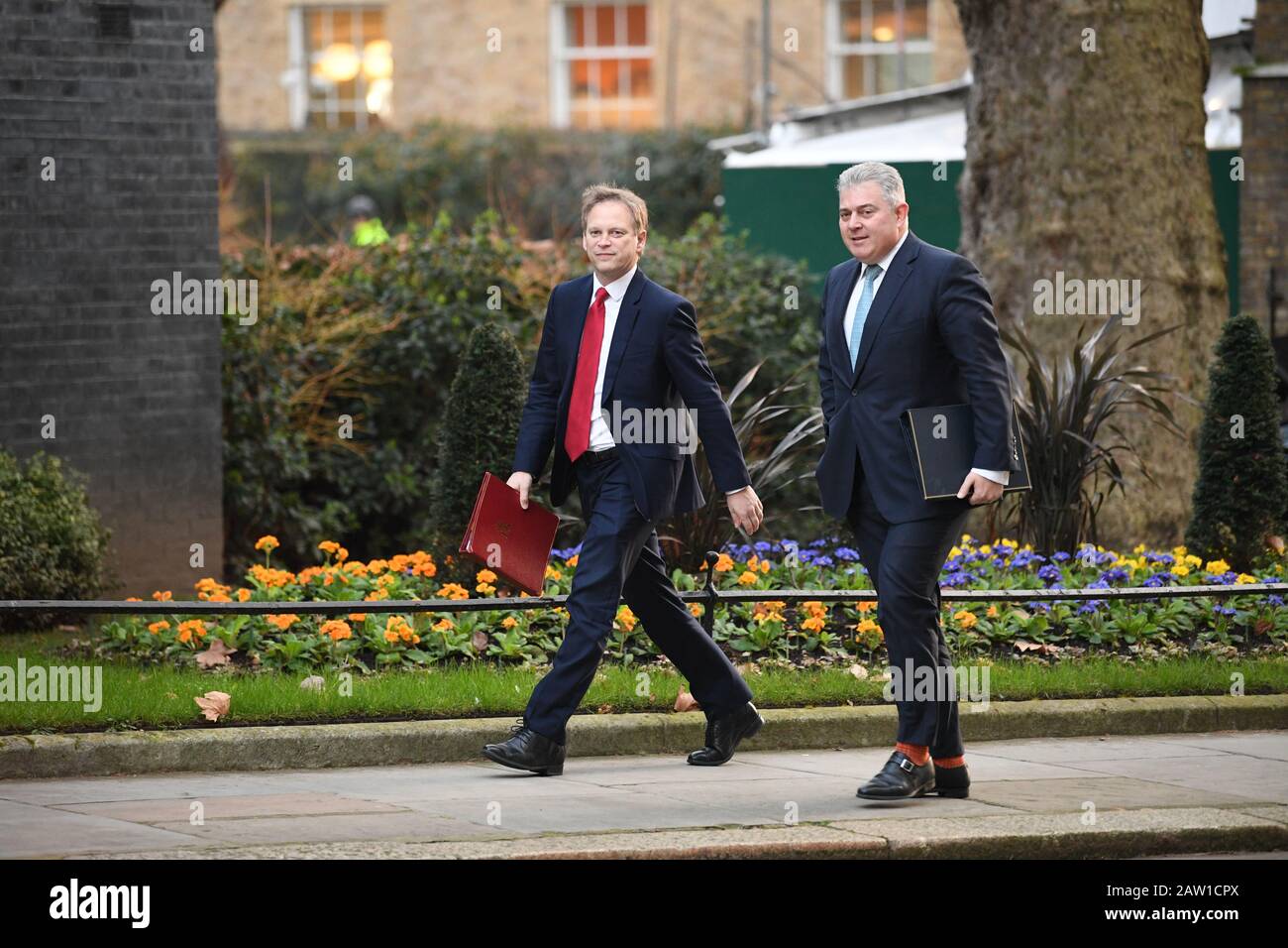 Transport Secretary Grant Shapps (left) and Minister of State for Security Brandon Lewis arrive for a cabinet meeting at 10 Downing Street, London. Stock Photo