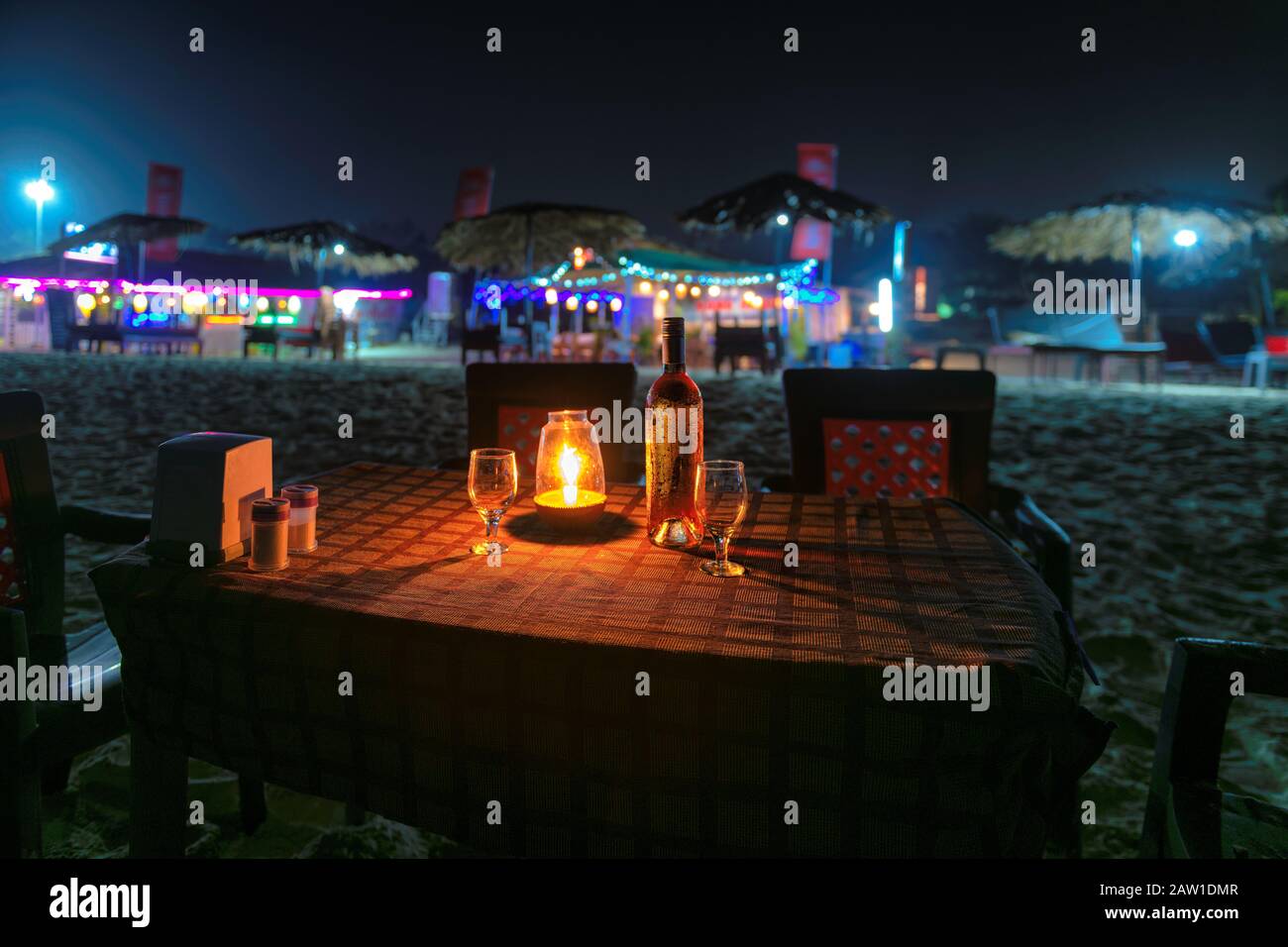 Night beach party in GOA, India Stock Photo