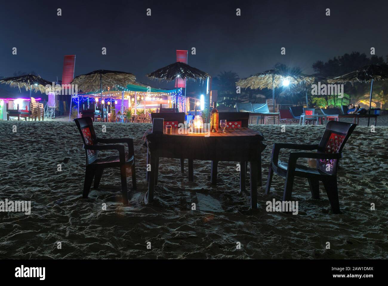 Night beach party in GOA, India Stock Photo