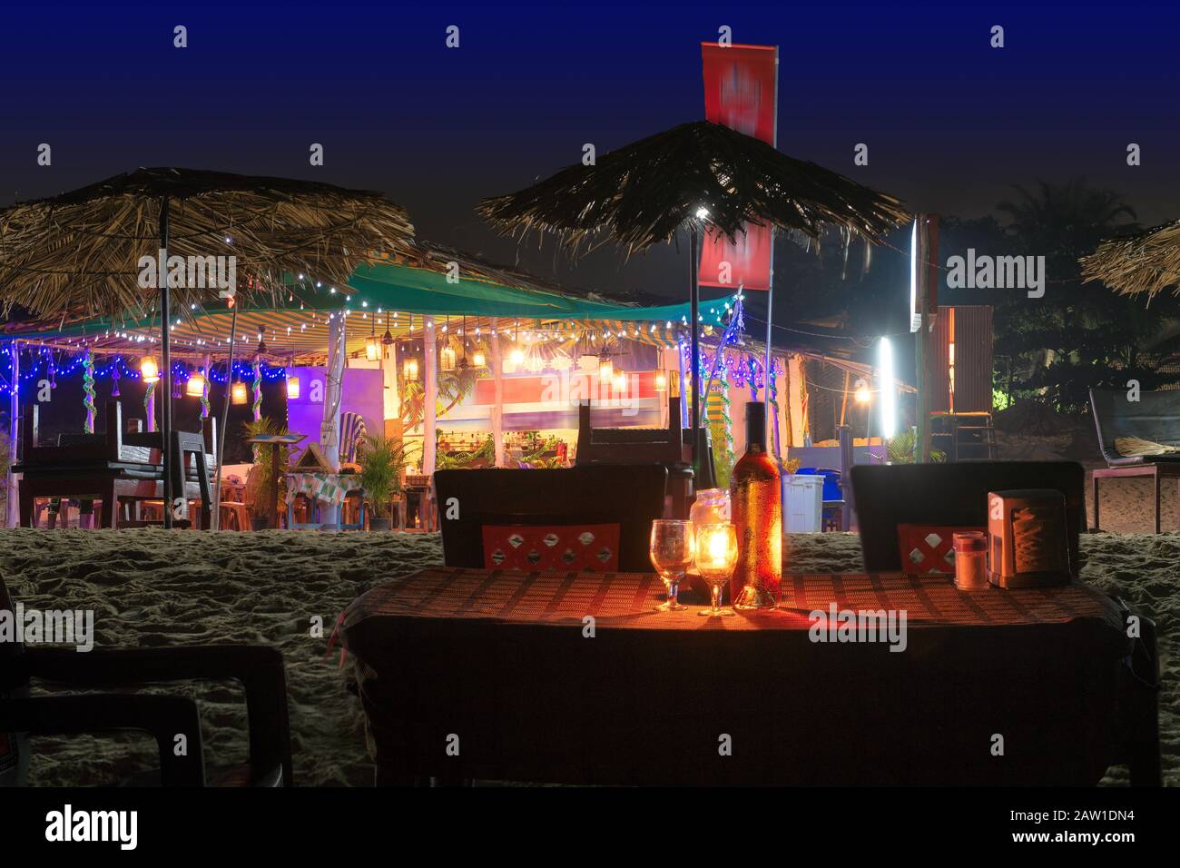 Night beach party in GOA, India Stock Photo