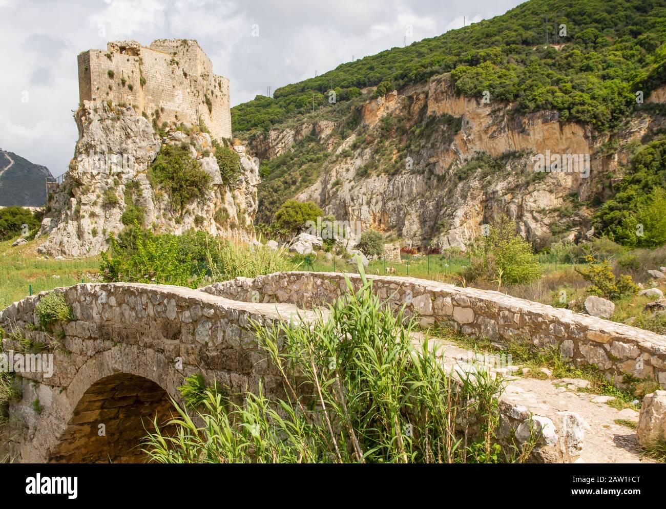 Built in the 17th century to guard the route from Tripoli to Beirut, the Mseilha Fort is a wonderful fortification built on a limestone rock Stock Photo