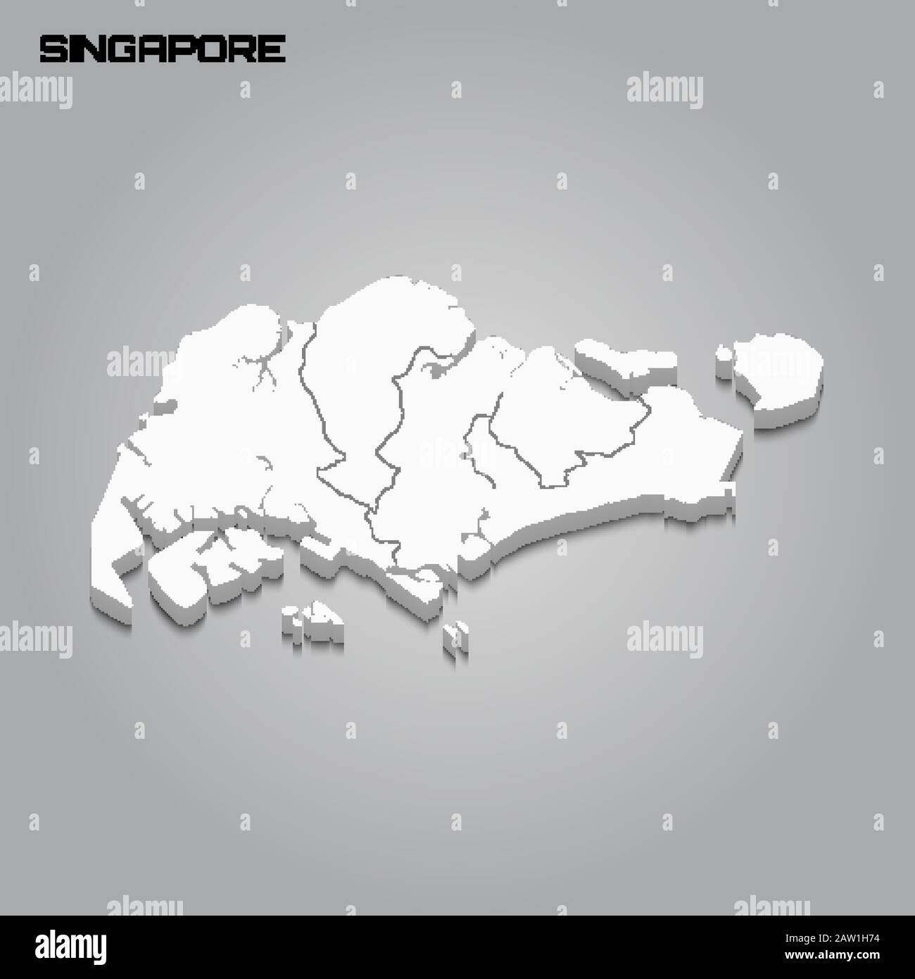 3d Map Of Singapore Singapore 3D Map With Borders Of Regions. Vector Illustration Stock Vector  Image & Art - Alamy
