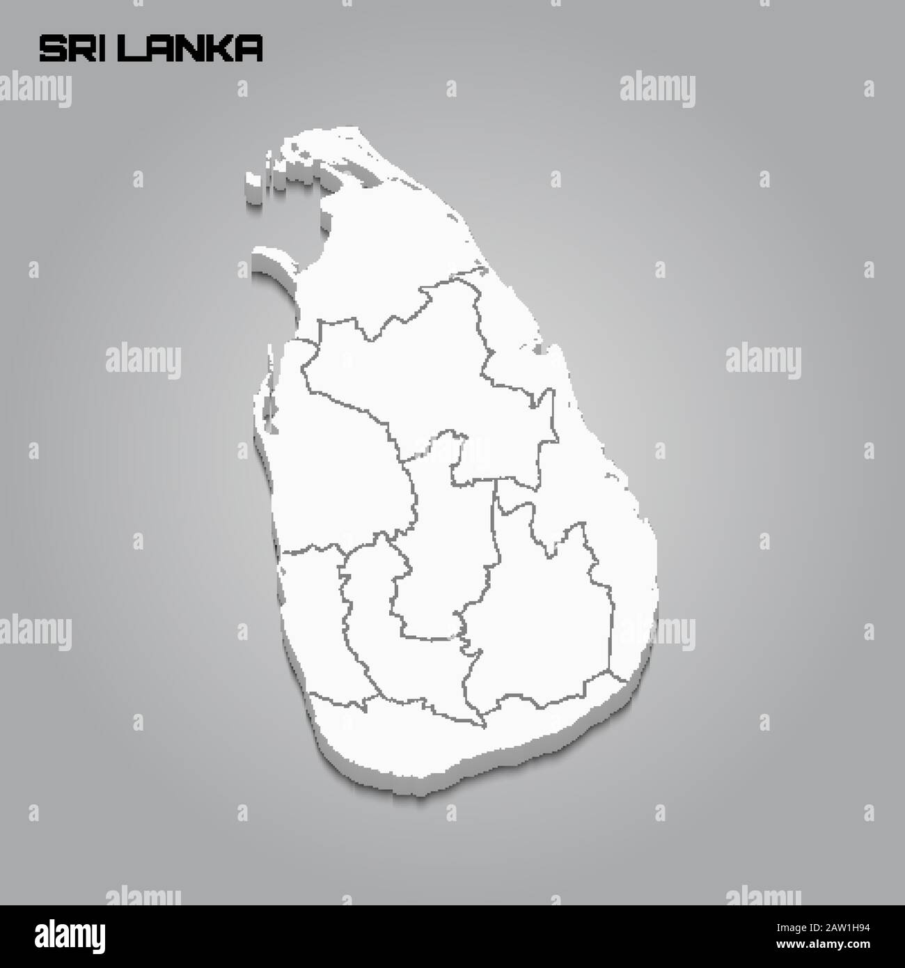 Sri Lanka 3d Map Sri Lanka 3D Map With Borders Of Regions. Vector Illustration Stock Vector  Image & Art - Alamy