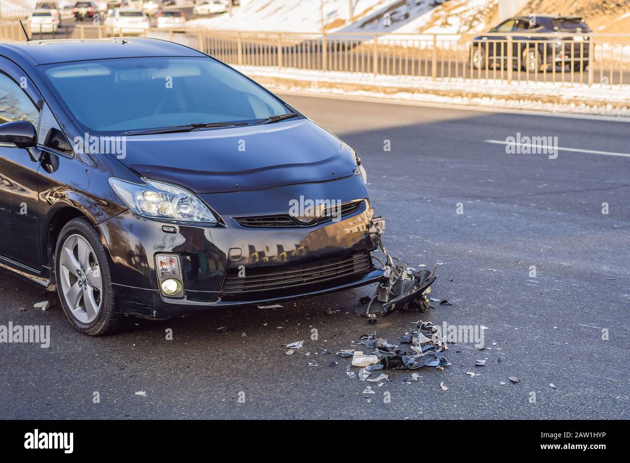 Car accident, the wheel fell off the car Stock Photo Alamy