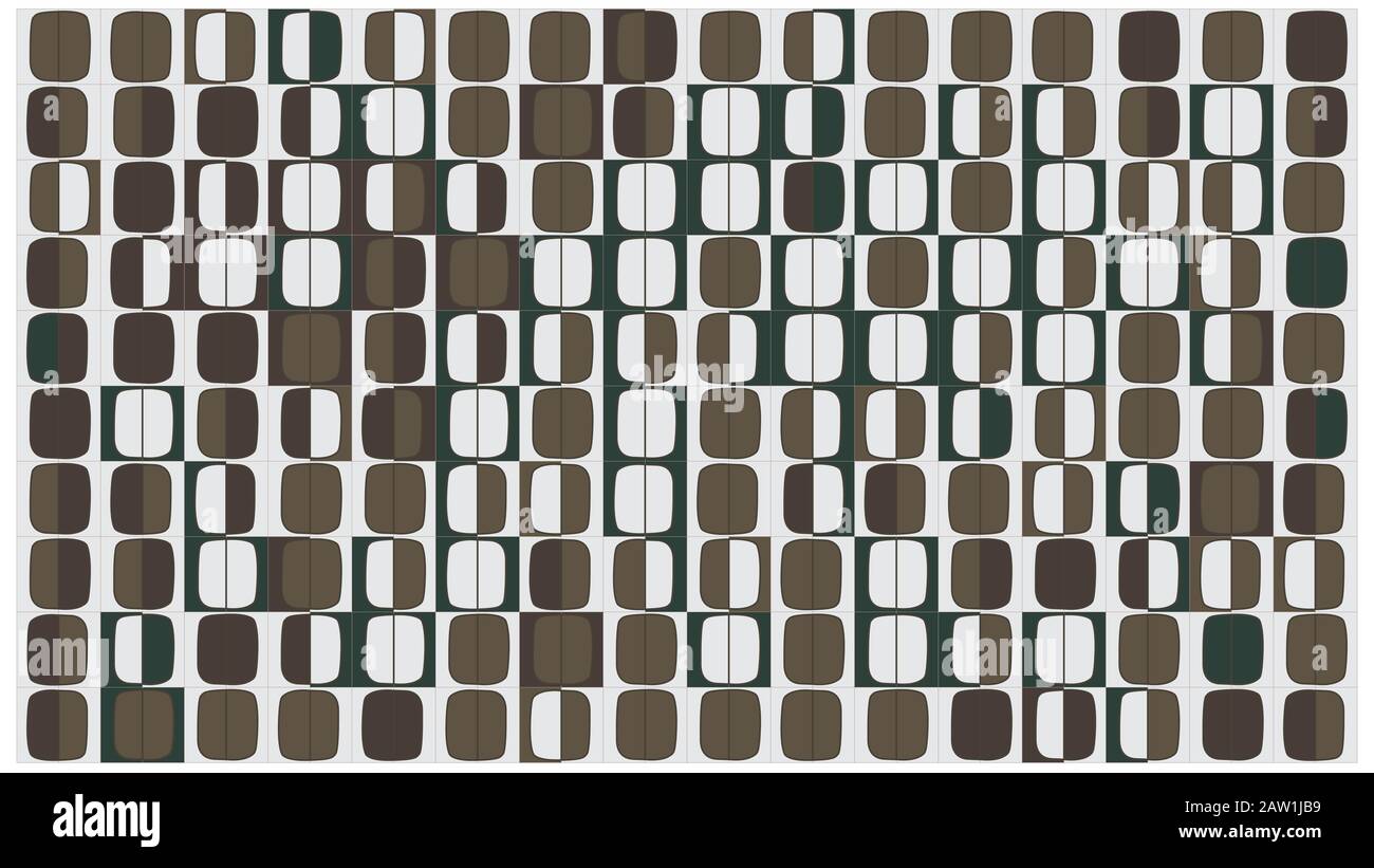 Geometric minimalist contemporary artwork. Geometric mosaic pattern background/texture, Bauhaus art style. Green and brown flat design. Stock Photo