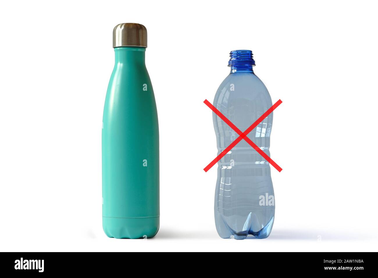 https://c8.alamy.com/comp/2AW1NBA/aluminium-stainless-thermo-bottle-and-plastic-water-bottle-with-x-mark-on-white-background-concept-of-ecology-and-stop-plastic-pollution-2AW1NBA.jpg