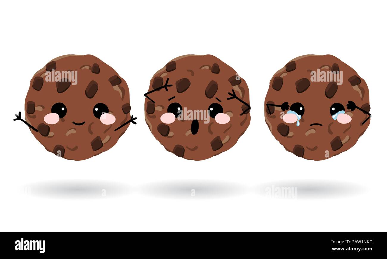 Cute Oat Cookies Set Of Emotion Icons For Messenger Chat Or More Vector Hand Drawn Illustration Stock Vector Image Art Alamy