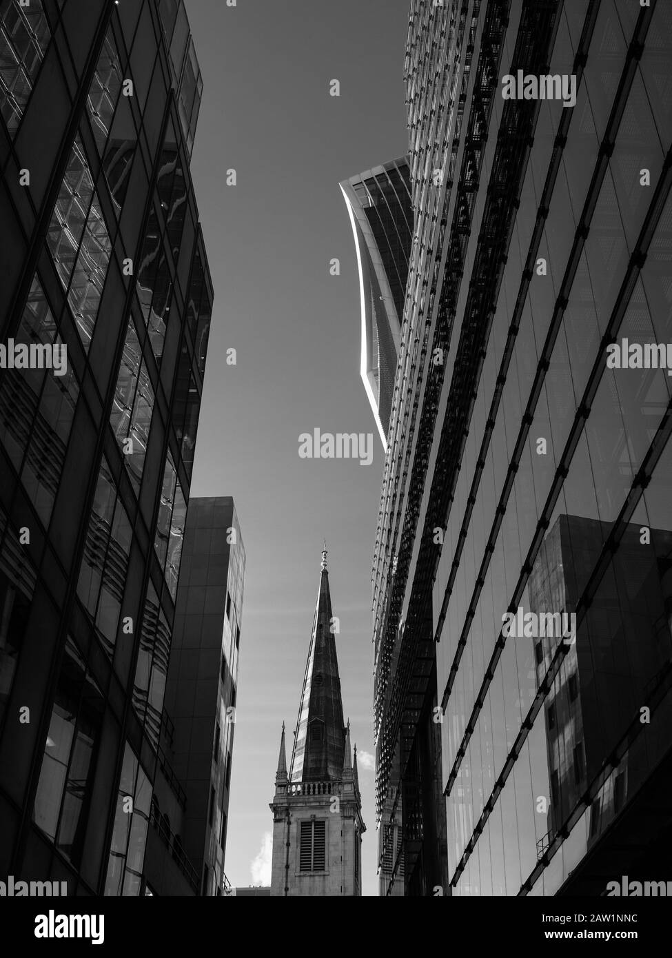 St Margaret Pattens, Church Spire, City of London, Modern Buildings, London, England, UK, GB. Stock Photo