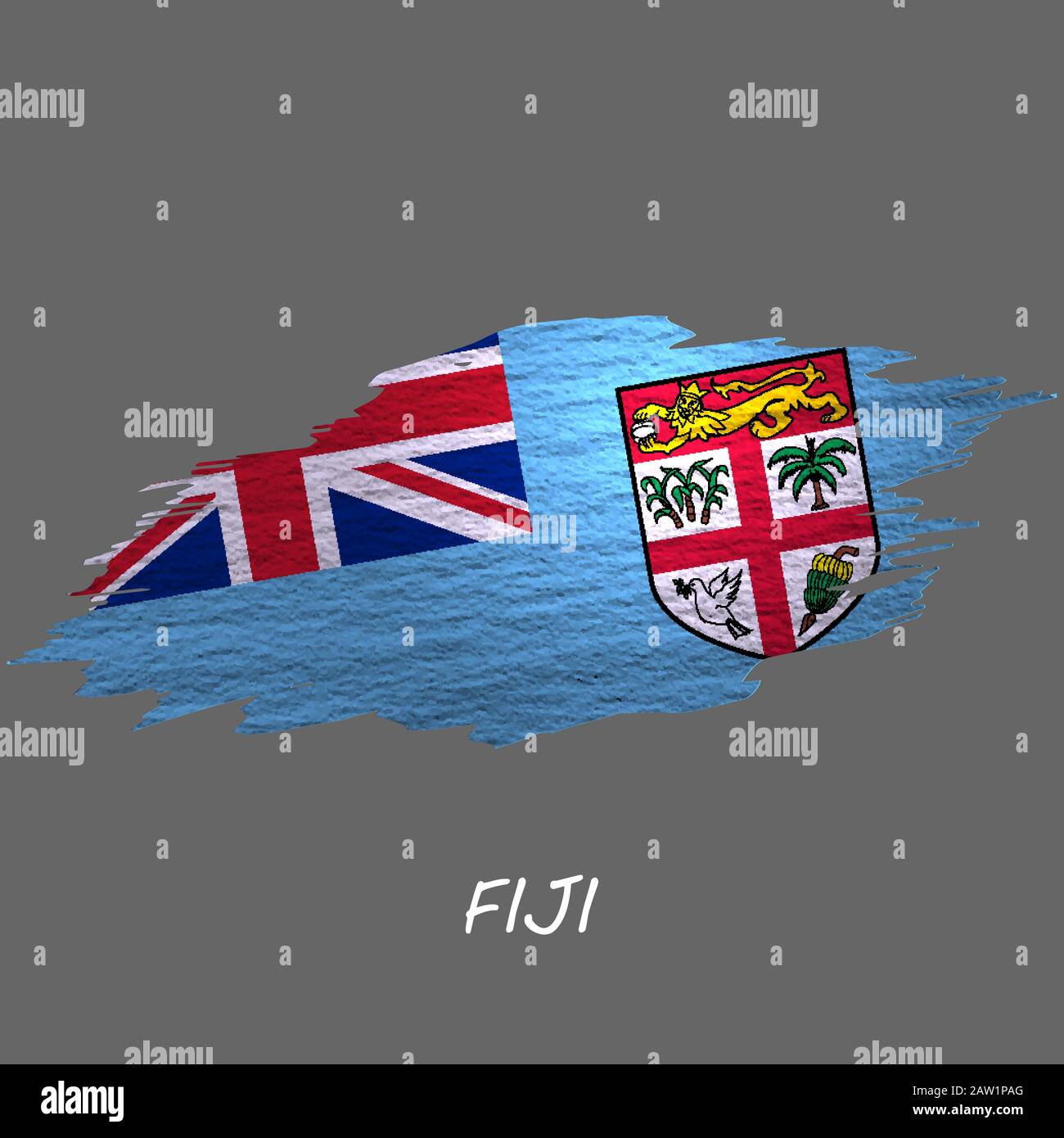 Grunge styled flag of Fiji. Brush stroke background Stock Vector Image ...