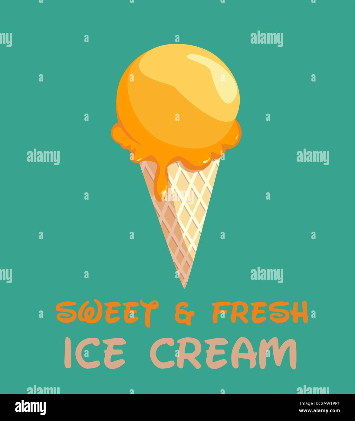 Yellow Lemon Ice Cream Cone Illustration Stock Vector Image & Art Alamy