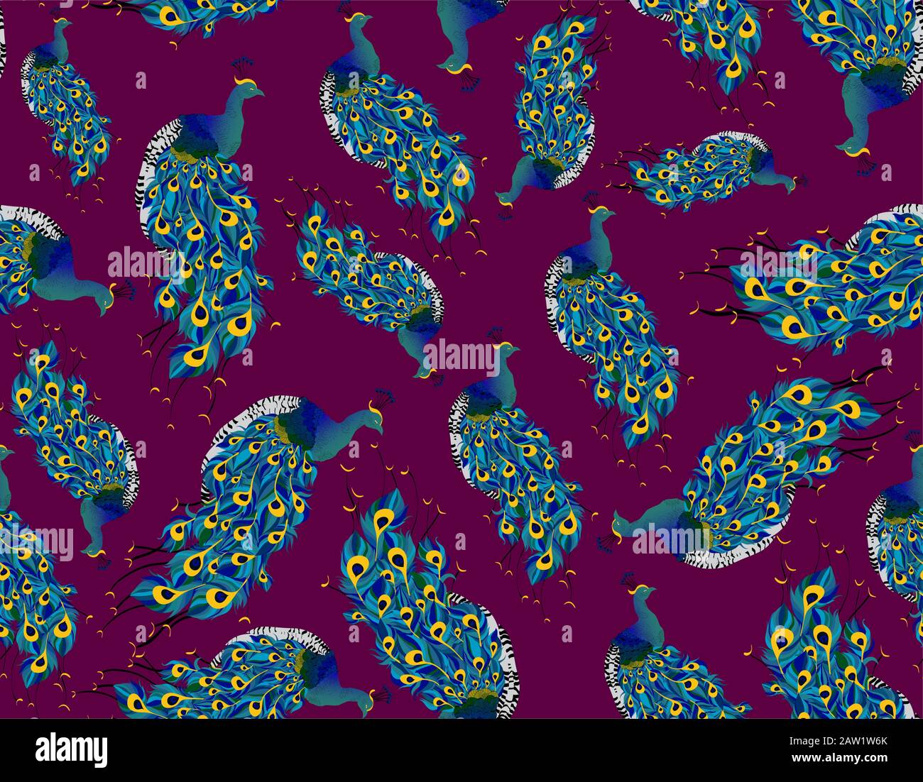 The pattern with peacocks Stock Vector Image & Art Alamy