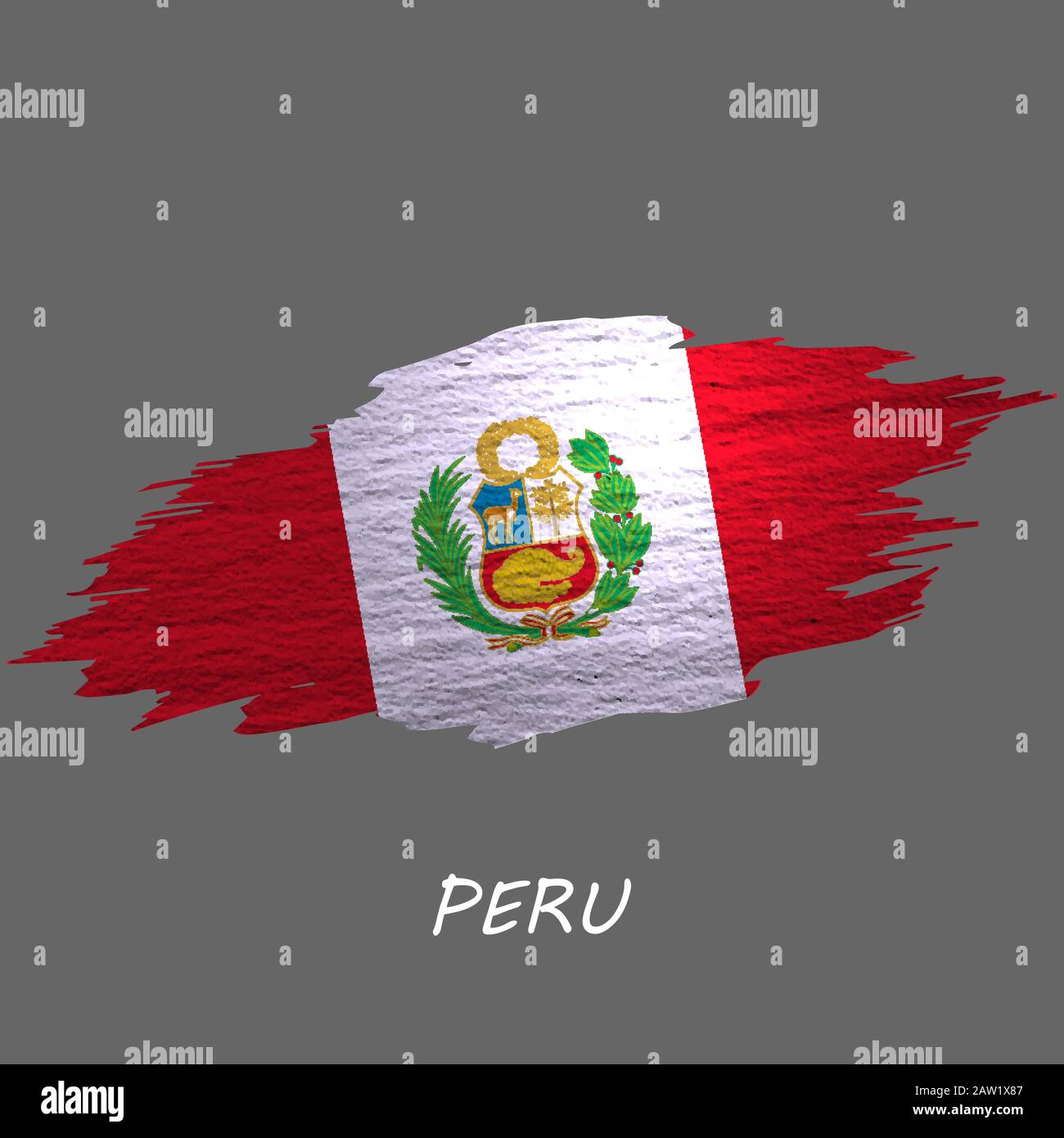 Grunge styled flag of Peru. Brush stroke background Stock Vector Image ...