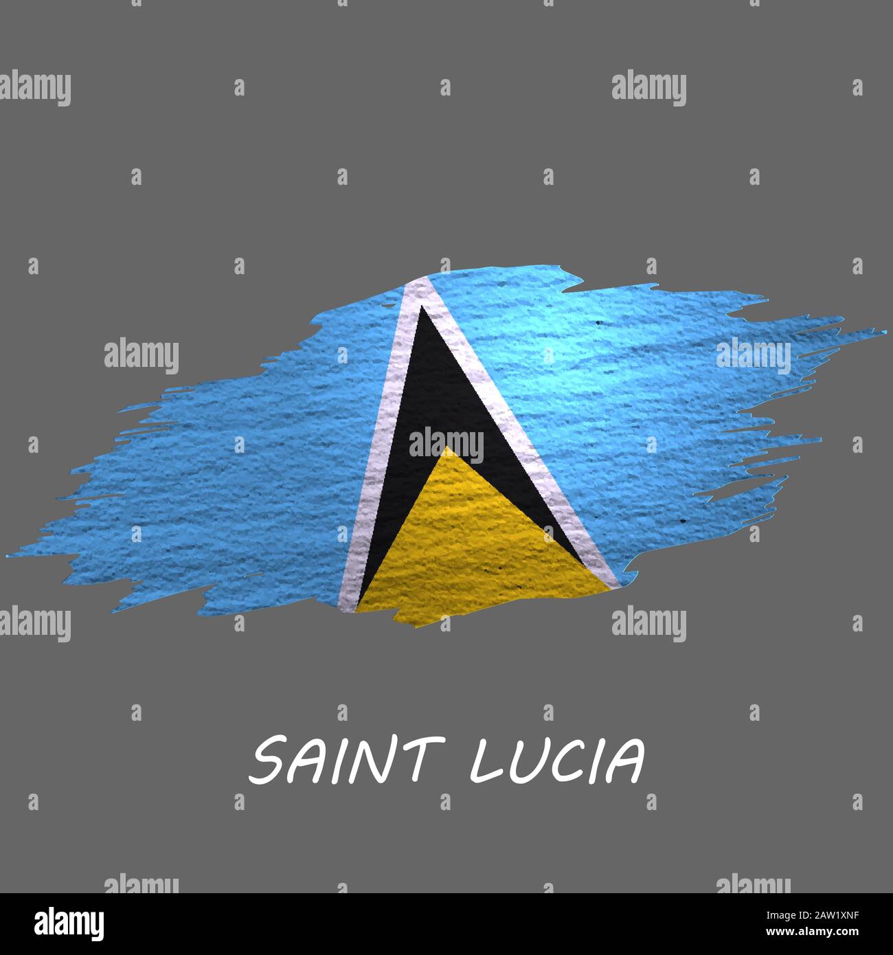 Grunge styled flag of Saint Lucia. Brush stroke background Stock Vector