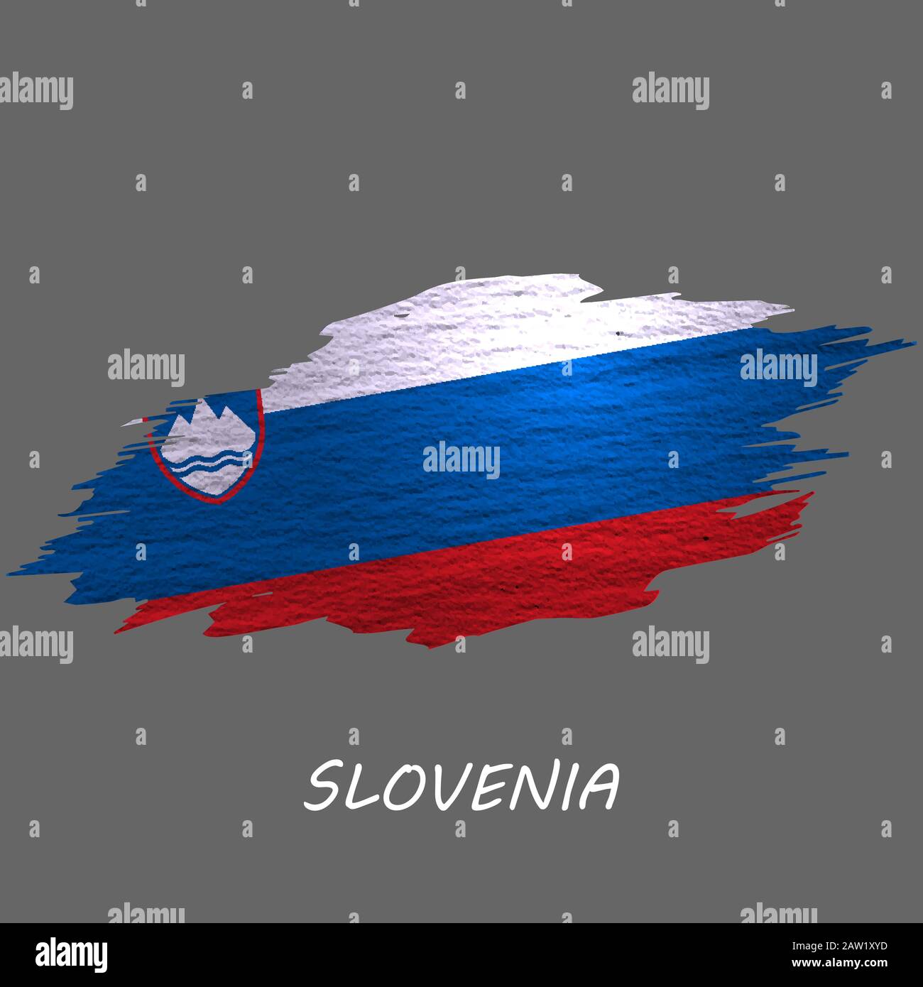 Grunge styled flag of Slovenia. Brush stroke background Stock Vector ...