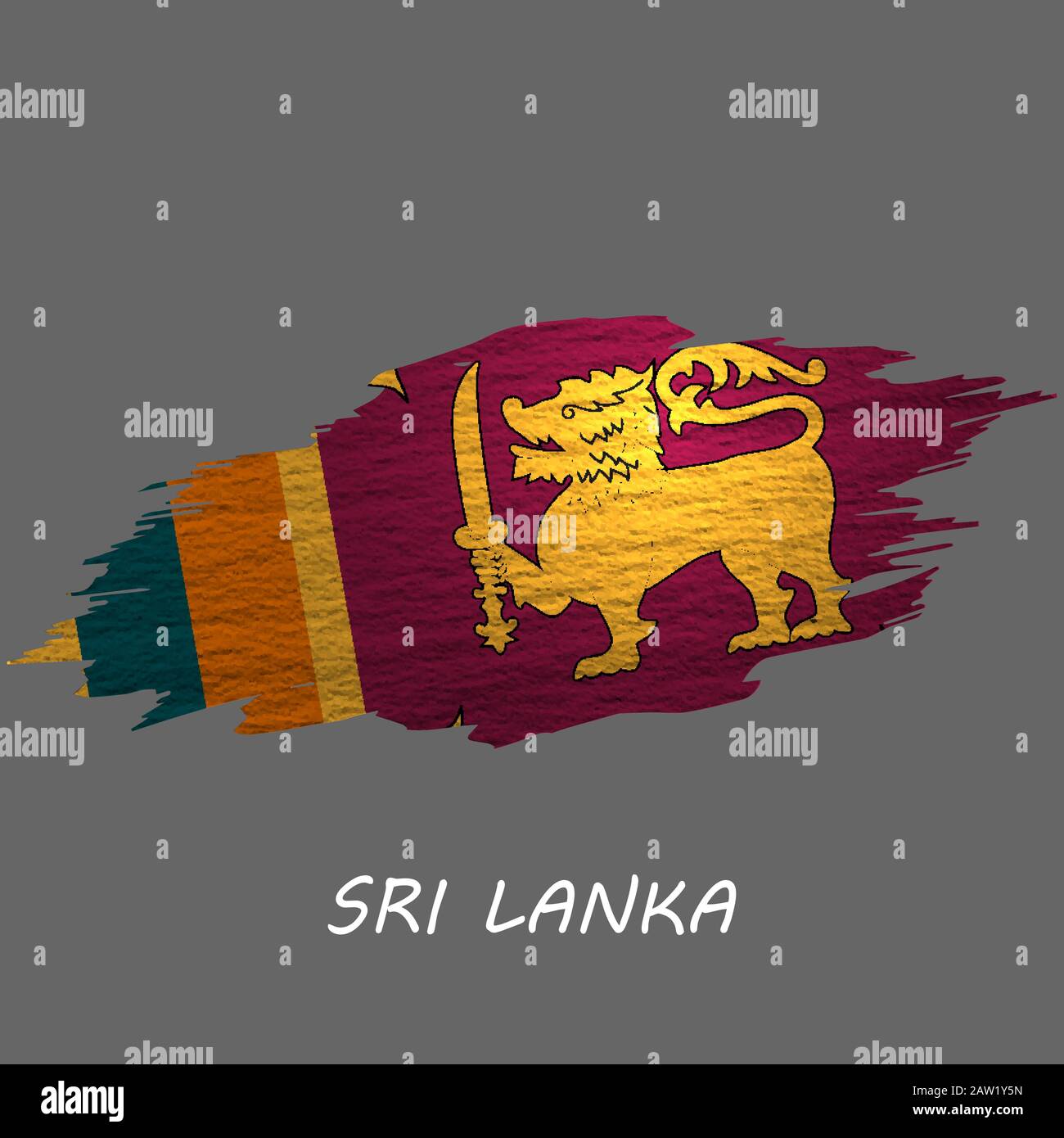 Grunge styled flag of Sri Lanka. Brush stroke background Stock Vector ...