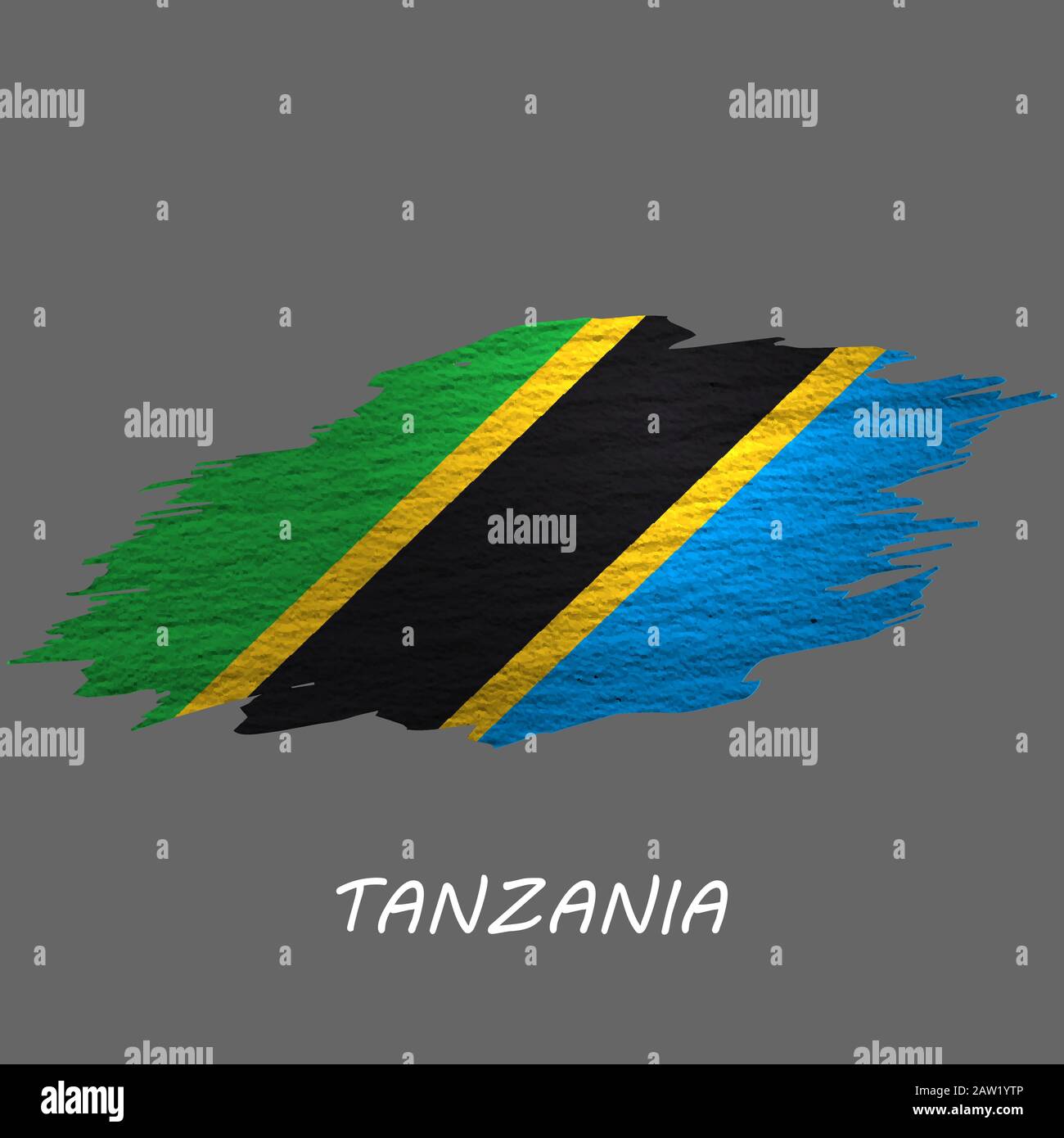 Grunge styled flag of Tanzania. Brush stroke background Stock Vector ...