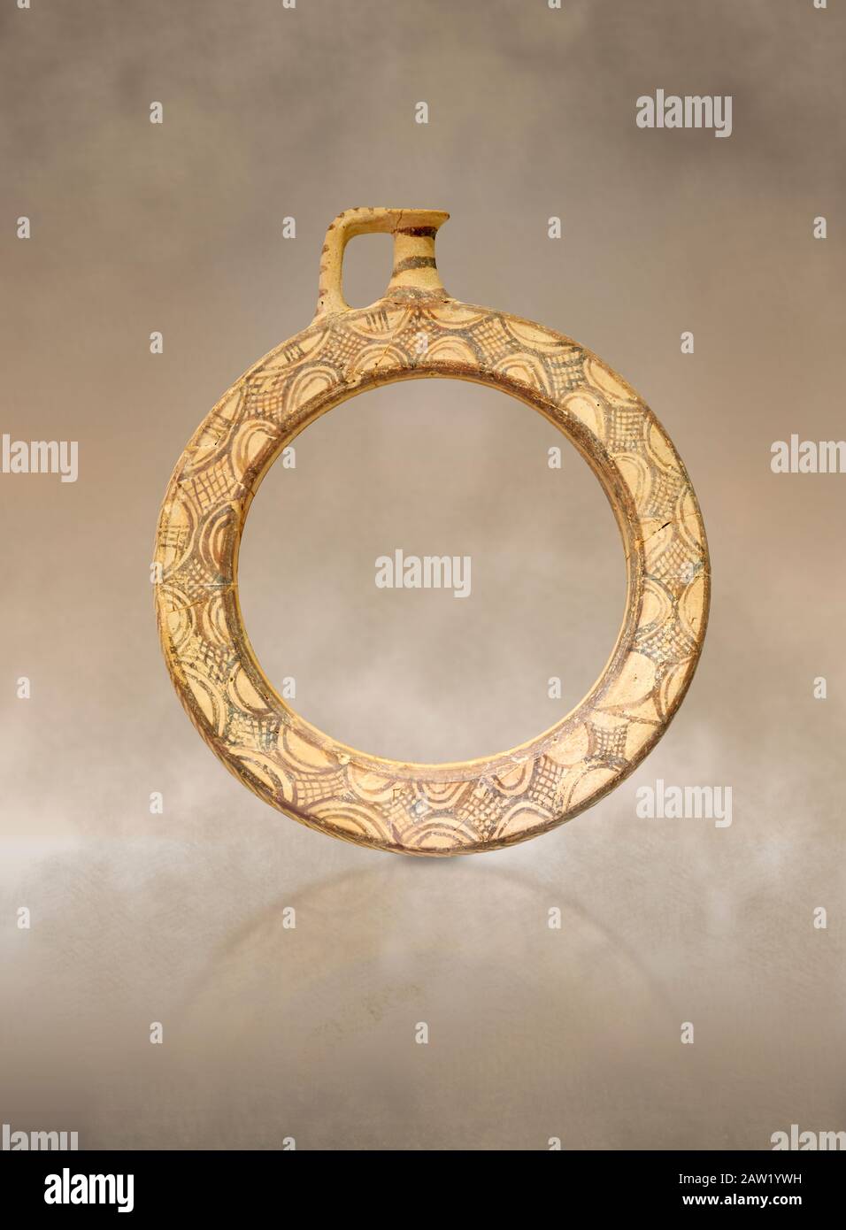 Minoan Cretan decorated ring shaped ritual vessel , Knossos-Venizeleio ...
