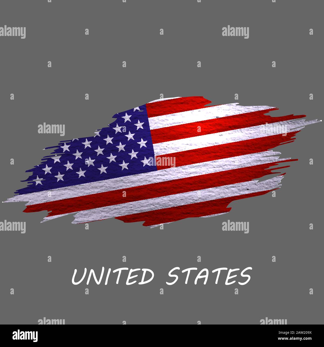 Grunge styled flag of United States. Brush stroke background Stock ...