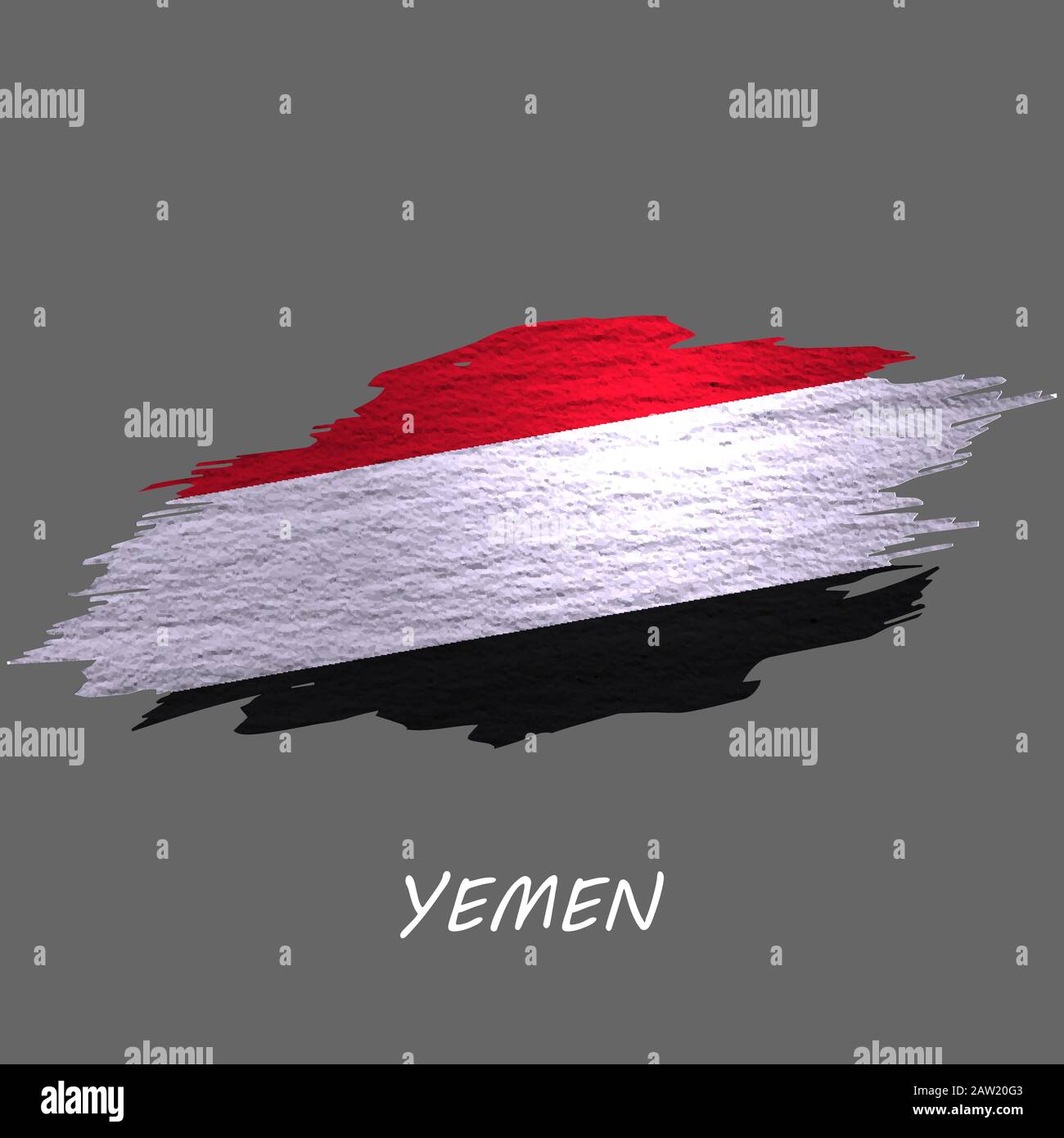 Grunge styled flag of Yemen. Brush stroke background Stock Vector Image ...