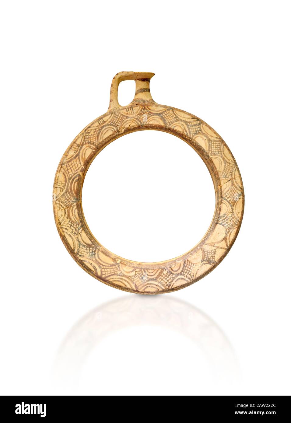 Minoan Cretan decorated ring shaped ritual vessel , Knossos-Venizeleio ...