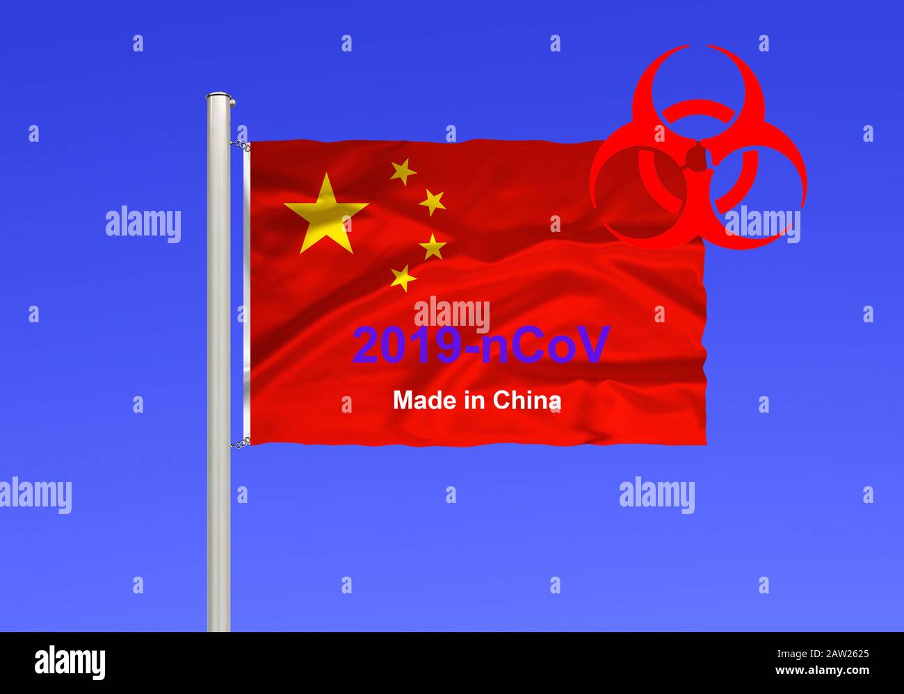 flag of China, lettering corona virus, China Stock Photo - Alamy