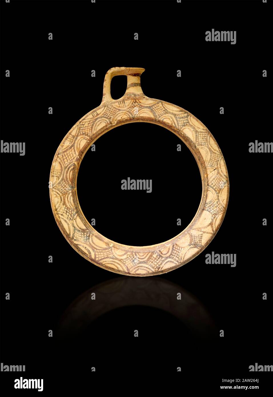 Minoan Cretan decorated ring shaped ritual vessel , Knossos-Venizeleio ...