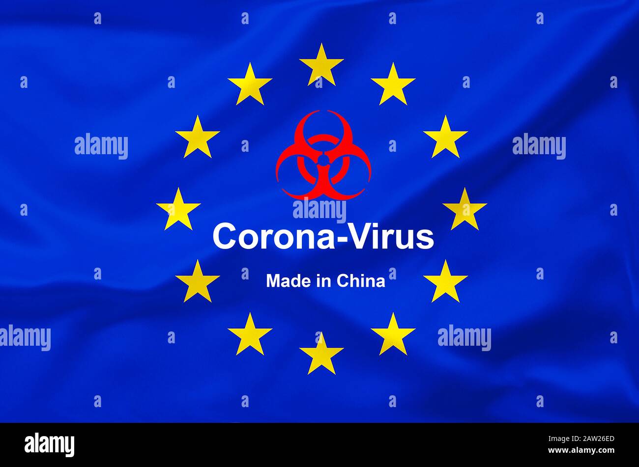 EU flag and coronavirus, 2019-nCoV Stock Photo