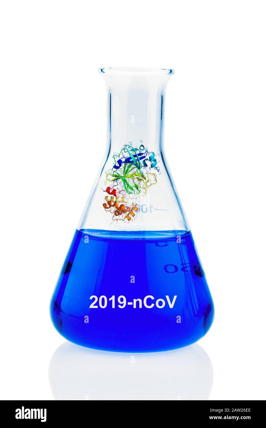 corona virus in glass bulb Stock Photo