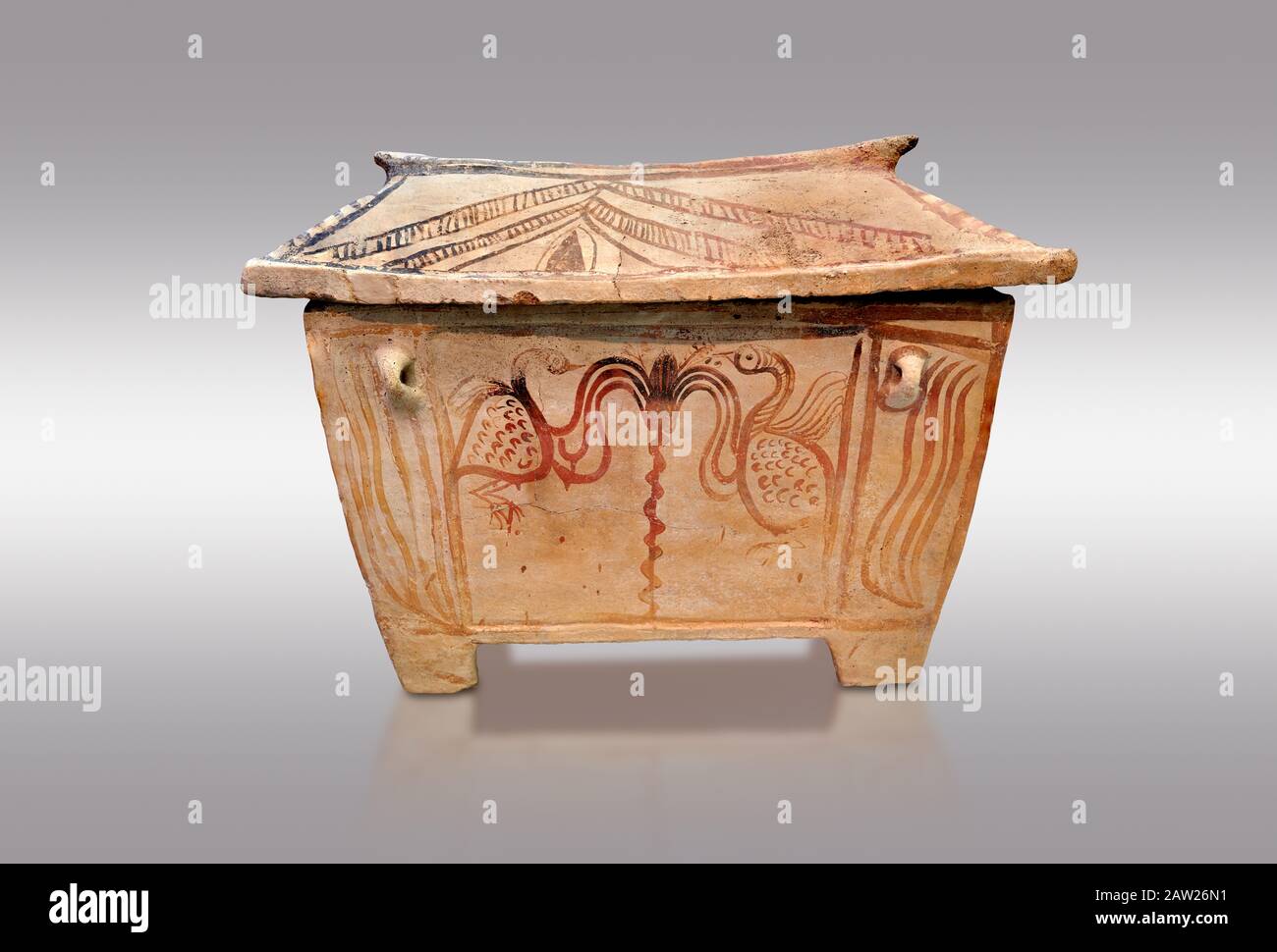 Minoan Pottery Gabled Larnax Coffin Chest With Bird And Floral ...