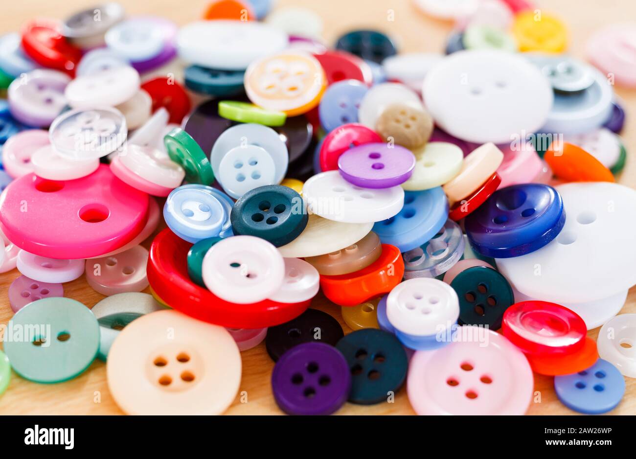 Pile of buttons close up Stock Photo