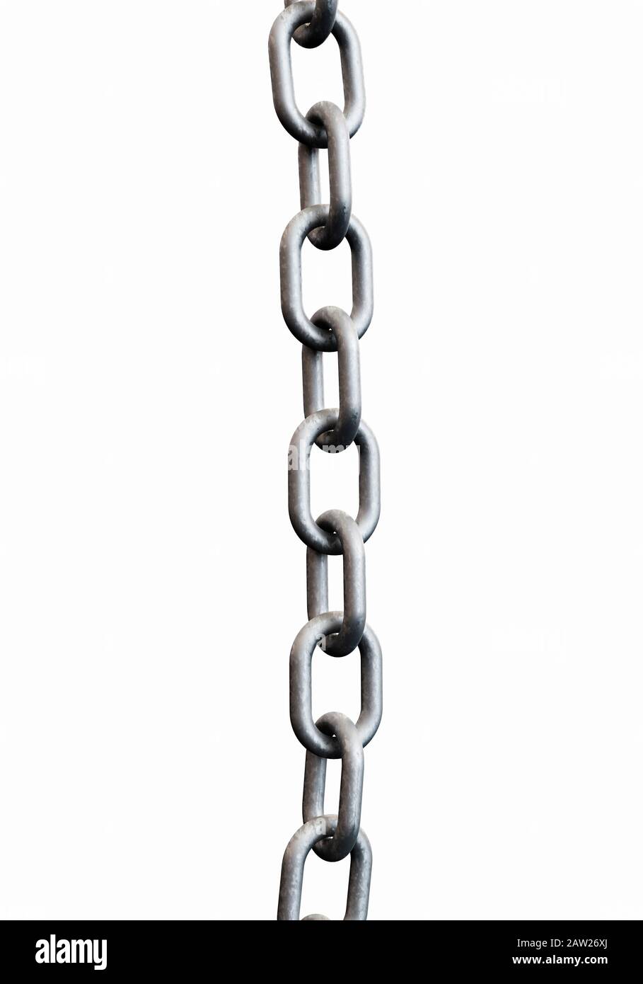 Straight length of galvanised metal chain Stock Photo